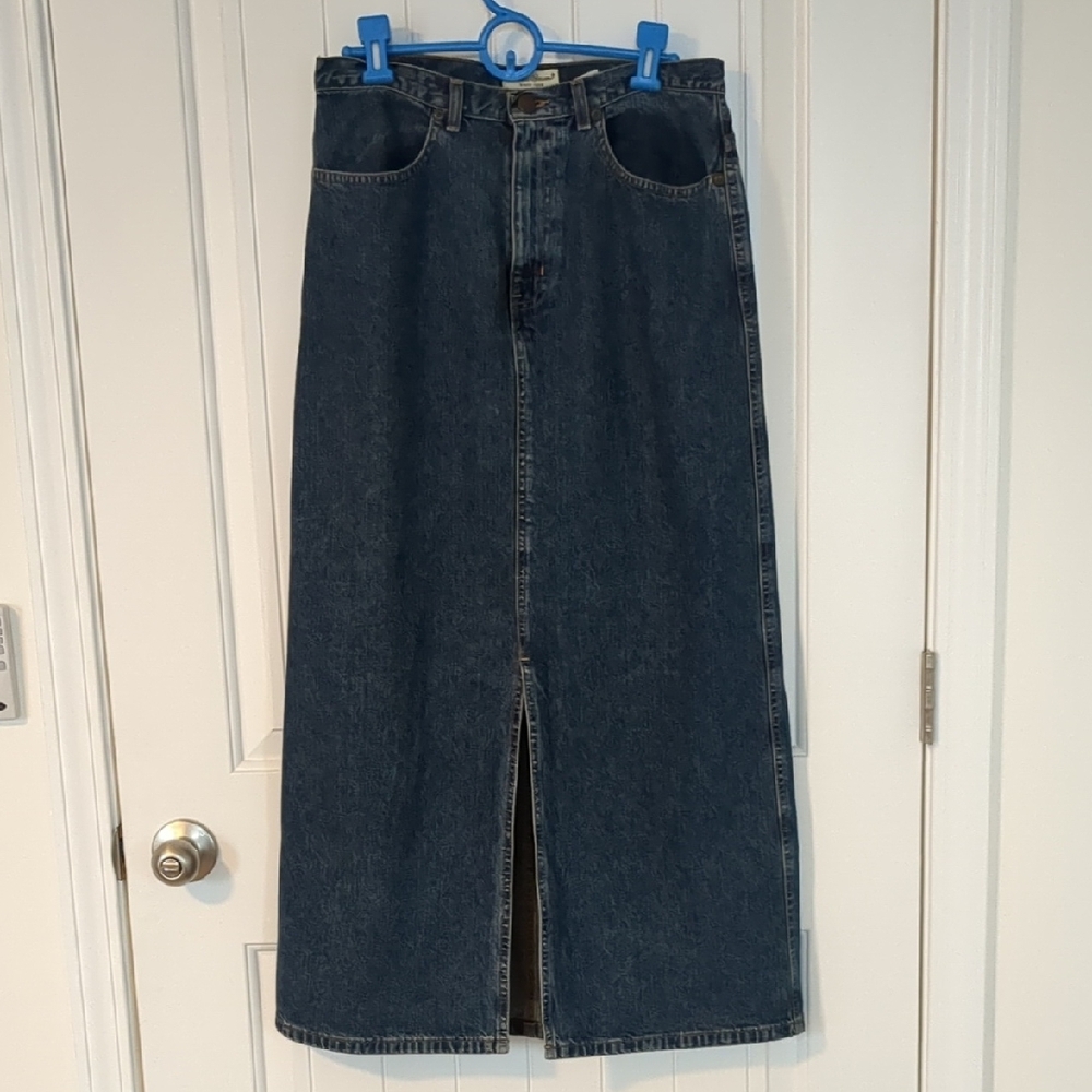 Vintage Eddie Bauer Denim Maxi Skirt with Front Slit